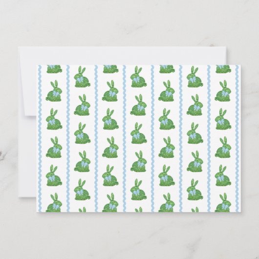 ダーリンバニーグリーンブルー男の赤ちゃん写真誕生日 サンキューカード (裏面)