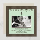 ダーリンビクトリアントミントグリーンバプテスマ招待状 招待状 (正面/裏面)