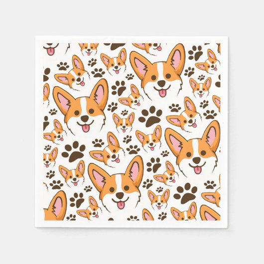 ダーリンペンブロークウェルシュコーギーペットパピードッグ スタンダードカクテルナプキン (正面)