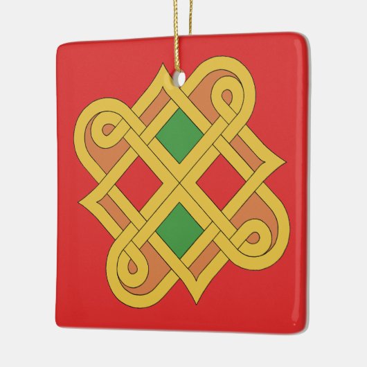 ダーロー結び糸細工2016赤と緑 セラミックオーナメント (左)