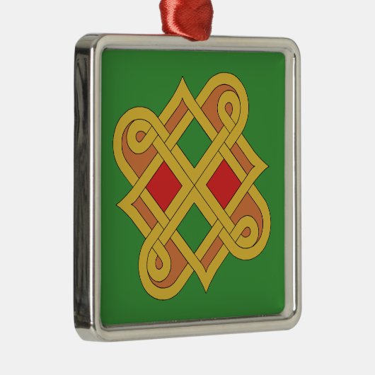 ダーロー結び糸細工2016赤と緑 メタルオーナメント (右)