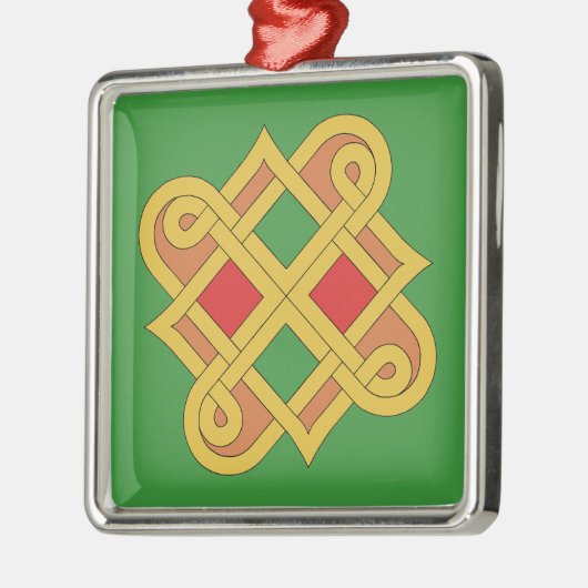 ダーロー結び糸細工2016赤と緑 メタルオーナメント (左)