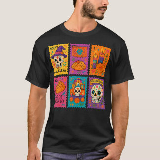 ダ・デ・ロス・ムエルトス スタンプ シュガースカル メキシコ Tシャツ