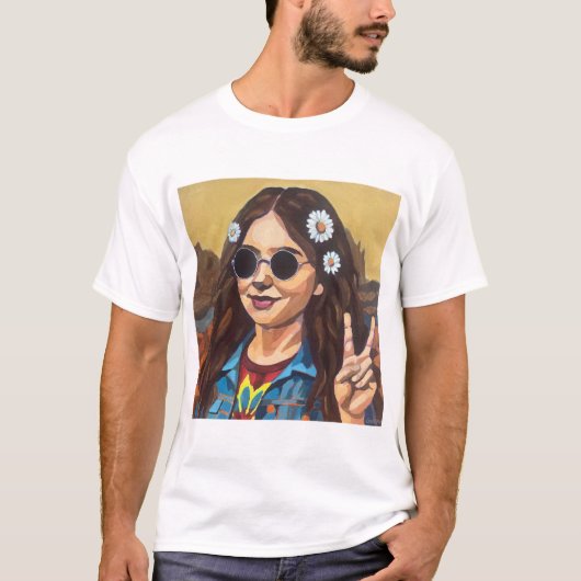 ダ・ヴィンチにインスパイアされたモダン・モナ・リザ Tシャツ (正面)