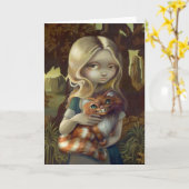 「ダ・ヴィンチのアリス」ポートレートグリーティングカード カード (黄色い花)