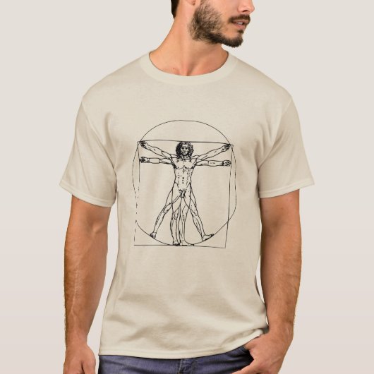 ダ・ヴィンチのウィトルウィウス的人体図 Tシャツ (正面)