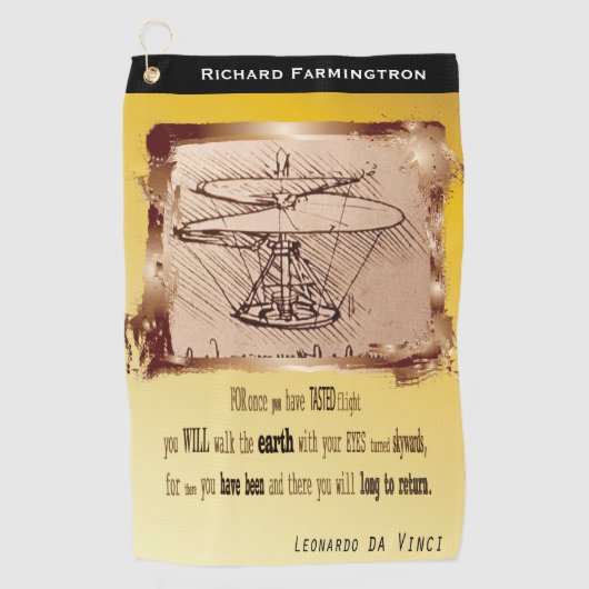 ダ・ヴィンチ飛んでいるヘリコプター詩🚁✨予算 ゴルフタオル (正面)