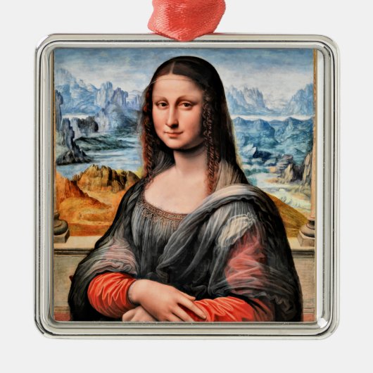 ダ・ヴィンチ - モナ・リザ、世界的に有名な絵画 メタルオーナメント (正面)