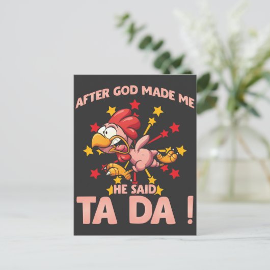 チおもしろいキンレディ熱狂するーヘン農業ウーマン ポストカード (スタンド正面)