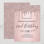 チアキブロンズの若い女の子ラディ グリッター 招待状 (正面/裏面)