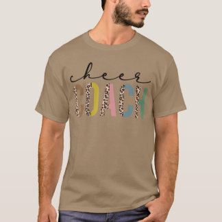 チアコーチヒョウ柄チアリーディング小道具 かわいいチア Tシャツ