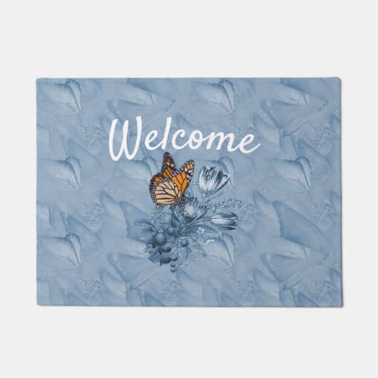 チアノータイプの動く蝶 ドアマット (正面)