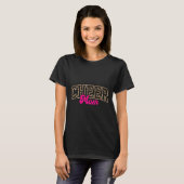 チアママヒョウ柄チアリーダー スポーツチアリーディング 女性用 Tシャツ (正面フル)