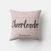 チアリパーソナライズされたーダーピンク&金ゴールド水玉模様 クッション (裏面)