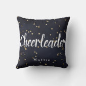 チアリパーソナライズされたーダー·ネービー·ブルー·アンド·金ゴールド·スターズ クッション (裏面)