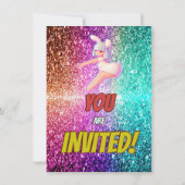 チアリーダーかわいいバニーポンポンおもしろい誕生日招待状 招待状 (裏面)