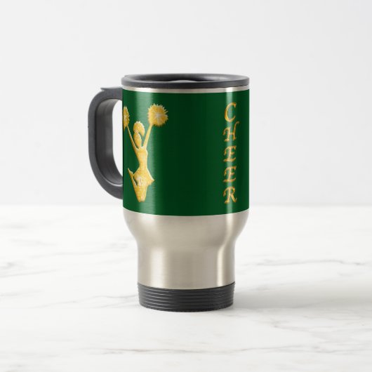 チアリーダーかコーチのパーソナライズな応援のマグ トラベルマグ (正面左)