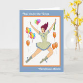 チアリーダーがチームおめでとうカード カード (黄色い花)