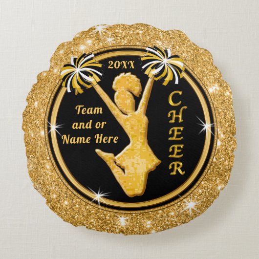 チアリーダーのためのパーソナライズな年長夜アイディア ラウンドクッション (正面)