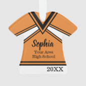 チアリーダーのオレンジとブラック（大学の文字あり） オーナメント (裏面)