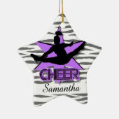 チアリーダーのパーソナライズなトラのクリスマスのオーナメント セラミックオーナメント (右)