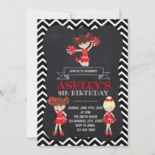 チアリーダーのパーティの招待状 招待状 (正面)