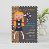 チアリーダーのポンポムス女の子の誕生日パーティー 招待状 (スタンド正面)