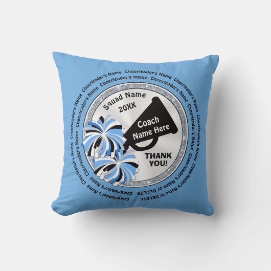 チアリーダーの名前，コーチに感謝の意を表する応援 クッション (正面)