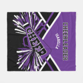 📣チアリーダーの場合 – 紫、白、黒 フリースブランケット (正面(横))