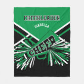 📣チアリーダーの場合 – 緑、白、黒 フリースブランケット (正面)