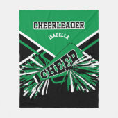 📣チアリーダーの場合 – 緑、白、黒 フリースブランケット (正面)