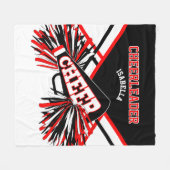 チアリーダーの場合📣 – 赤、白、黒 フリースブランケット (正面(横))