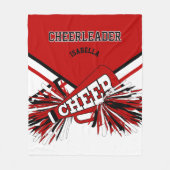 チアリーダーの場合📣 – 赤、白、黒 フリースブランケット (正面)