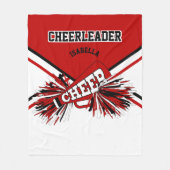 📣チアリーダーの場合 – 赤、白、黒 – Med. フリースブランケット (正面)