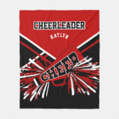 📣チアリーダーの場合 – 赤、黒、白 – カスタム フリースブランケット (正面)