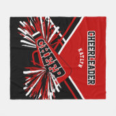 📣チアリーダーの場合 – 赤、黒、白 – カスタム フリースブランケット (正面(横))