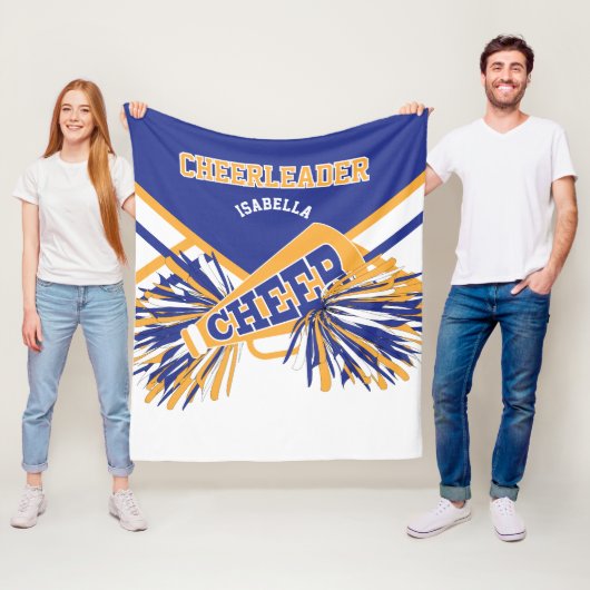 チアリーダーの場合📣 -金ゴールド、白、青 フリースブランケット (インサイチュ)