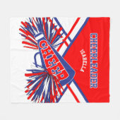 チアリーダーの場合📣 – 青、白、赤 フリースブランケット (正面(横))