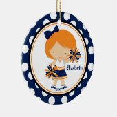 チアリーダーの女の子のクリスマスのオーナメントの青の金ゴールド セラミックオーナメント (右)