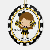 チアリーダーの女の子のクリスマスのオーナメントの黒の金ゴールド セラミックオーナメント (左)