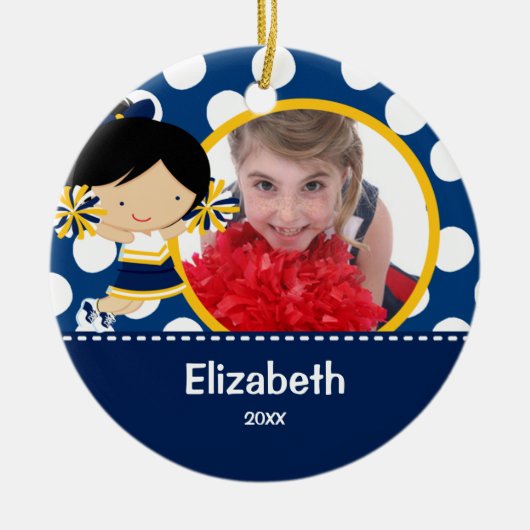 チアリーダーの応援の写真のクリスマスのオーナメント セラミックオーナメント (正面)