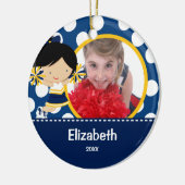 チアリーダーの応援の写真のクリスマスのオーナメント セラミックオーナメント (左)