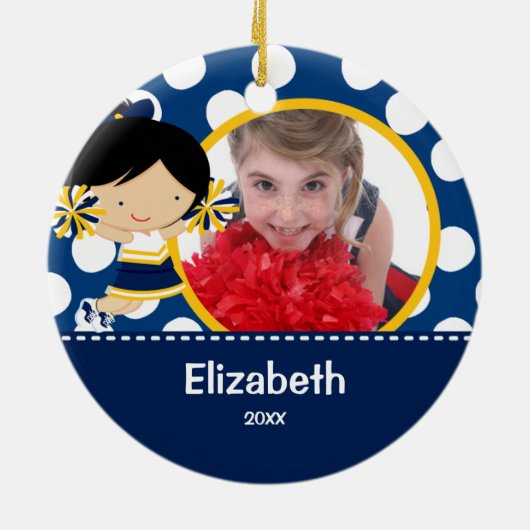 チアリーダーの応援の写真のクリスマスのオーナメント セラミックオーナメント (裏面)