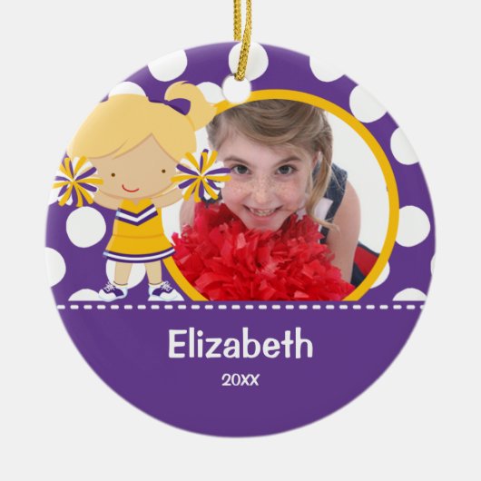 チアリーダーの応援の写真のクリスマスのオーナメント セラミックオーナメント (正面)