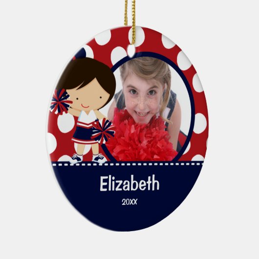チアリーダーの応援の写真のクリスマスのオーナメント セラミックオーナメント (右)