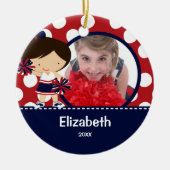 チアリーダーの応援の写真のクリスマスのオーナメント セラミックオーナメント (正面)