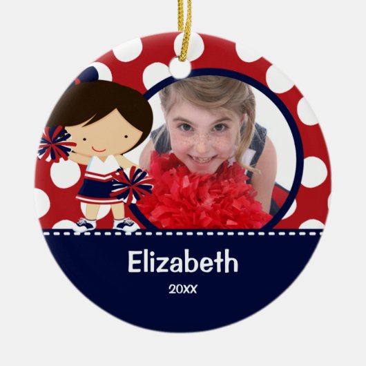 チアリーダーの応援の写真のクリスマスのオーナメント セラミックオーナメント (正面)