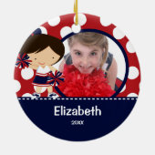 チアリーダーの応援の写真のクリスマスのオーナメント セラミックオーナメント (裏面)