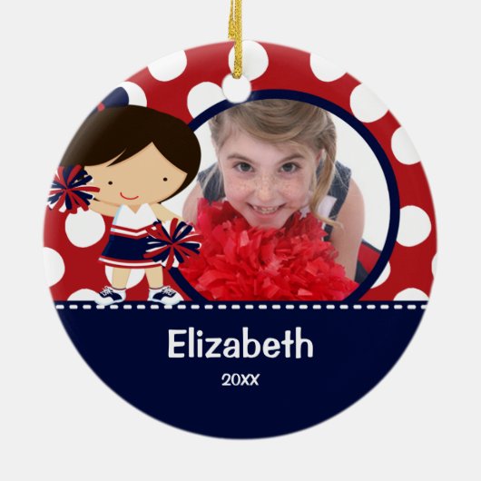 チアリーダーの応援の写真のクリスマスのオーナメント セラミックオーナメント (裏面)