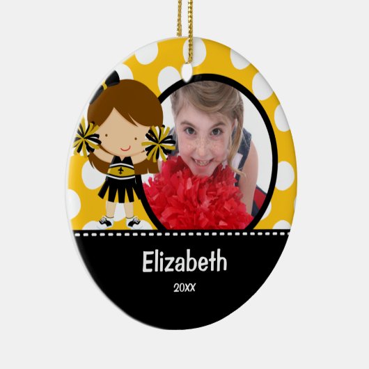 チアリーダーの応援の写真のクリスマスのオーナメント セラミックオーナメント (右)